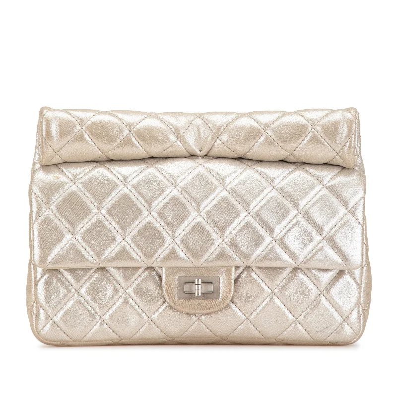 Gold Chanel Reissue 2.55 Metallic Calfskin Reissue Roll Clutch