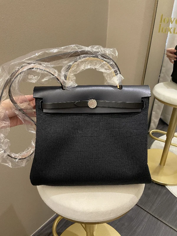 Hermes Herbag Zip 31 Bleu/ Noir