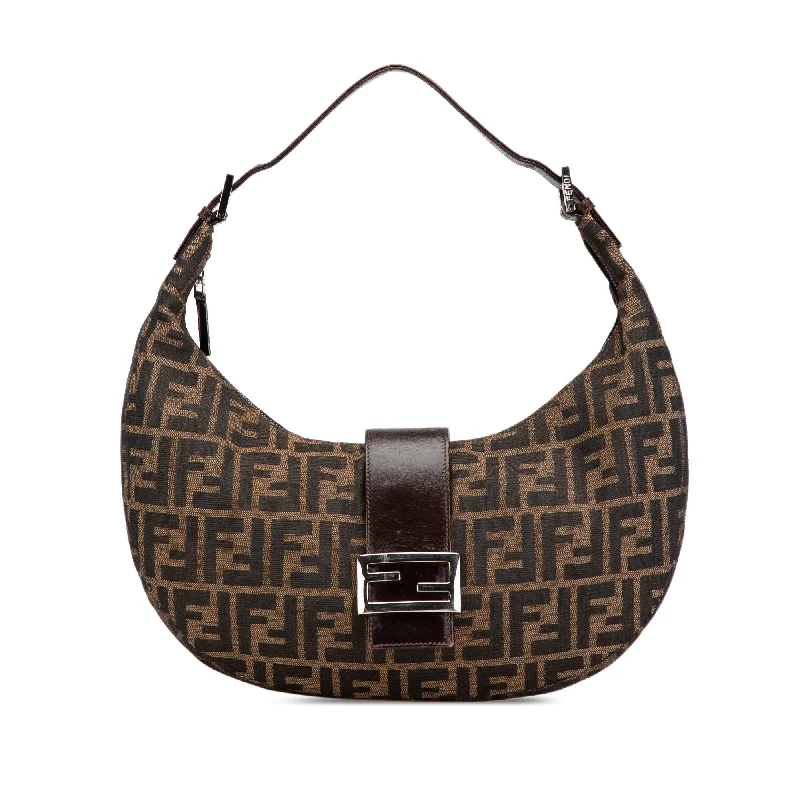 Brown Fendi Zucca Canvas Croissant Hobo Shoulder Bag