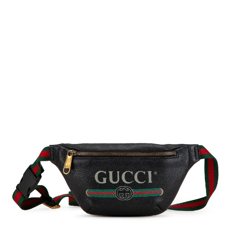 Black Gucci Leather Logo Belt Bag