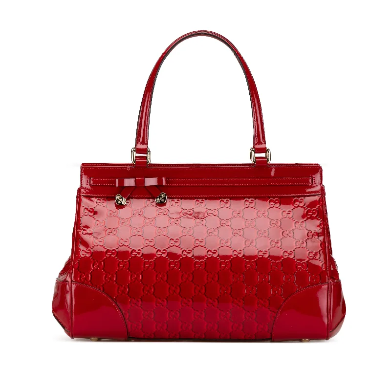 Red Gucci Patent Guccissima Mayfair Tote