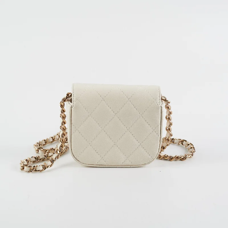 Chanel Caviar Microbag White