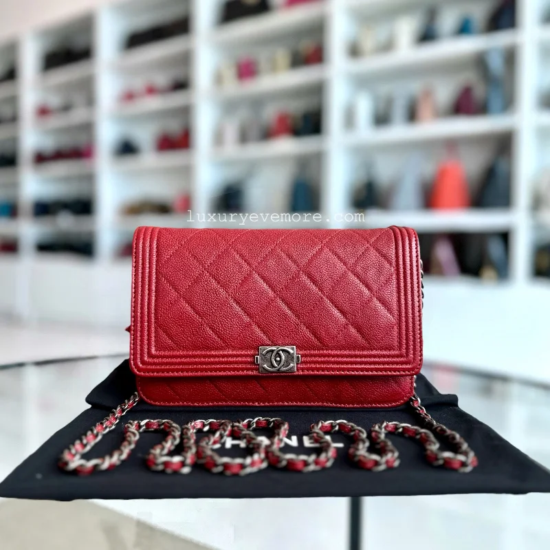 Caviar Boy WOC Wallet On Chain Red Silver Hardware Series 22