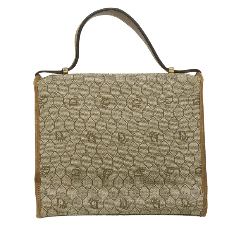 CHRISTIAN DIOR Honeycomb Canvas Hand Bag Beige Auth 31593