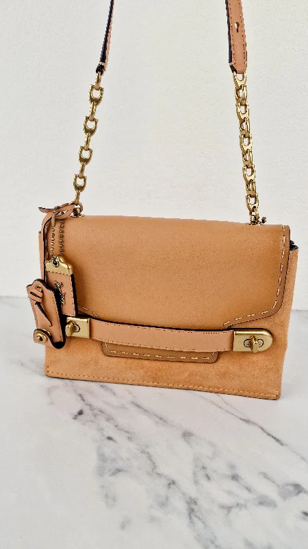 Coach 1941 Swagger Crossbody in Apricot Sand Orange Suede & Smooth Leather - Clutch Shoulder Bag- Coach 25833